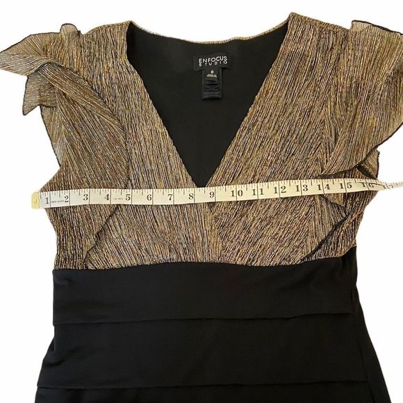 ENFOCUS Studio Metallic Top Deep V Tier Dress 8 - Picture 10 of 10